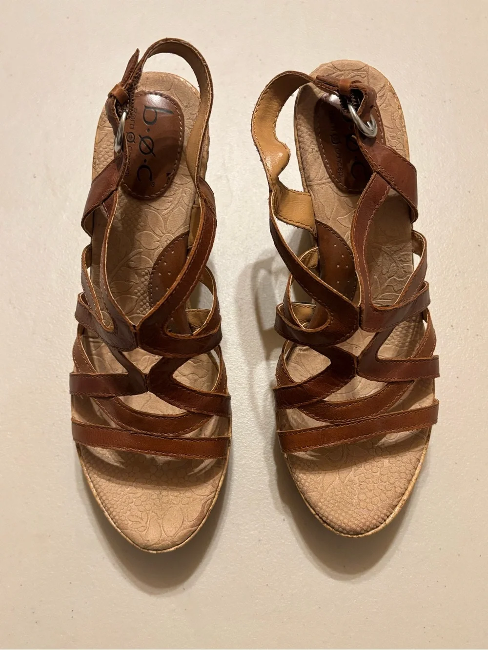 boc Brown Cork Wedge Sandals with Ankle Strap 9